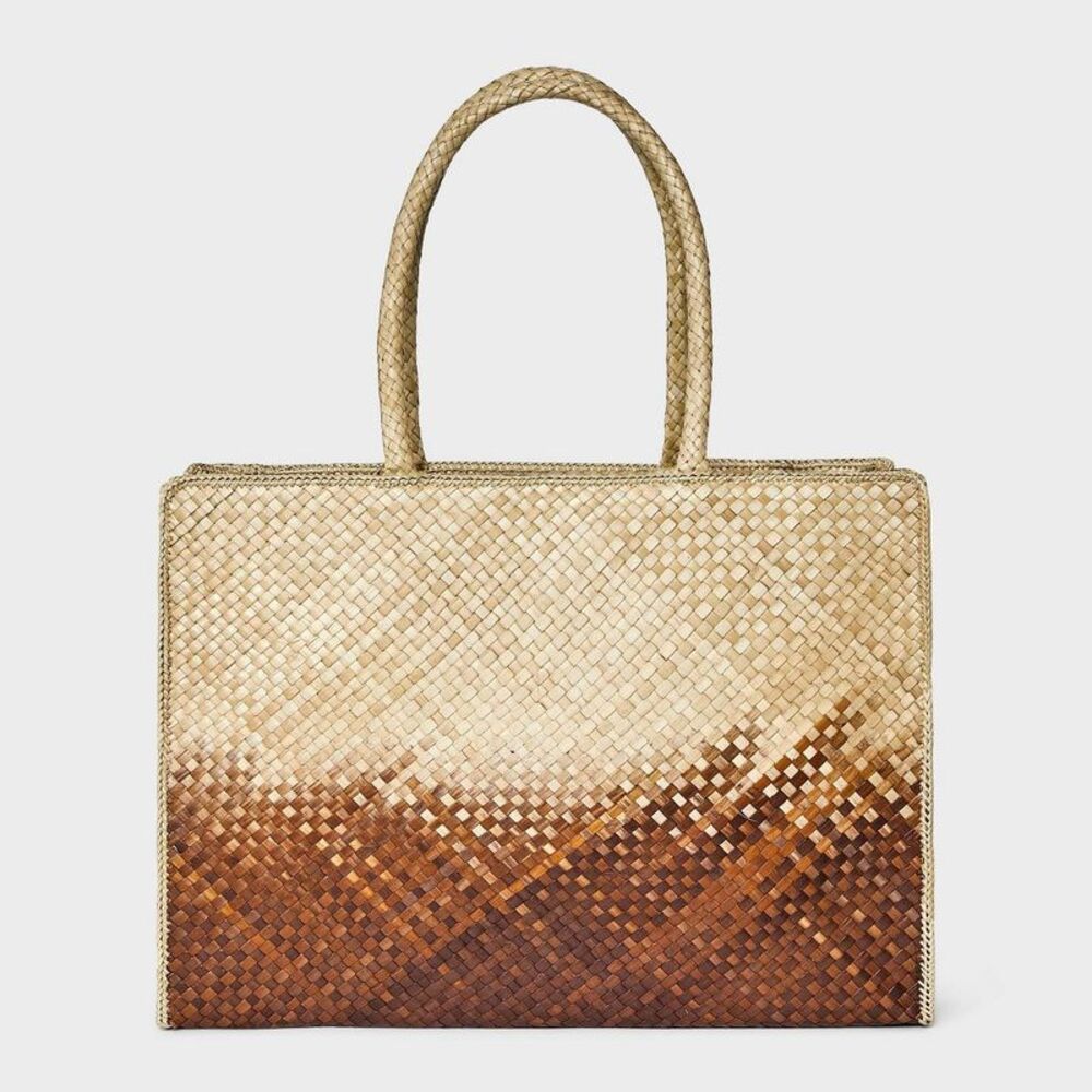 Shade & Shore Woven Ombre Tan and Brown Tote